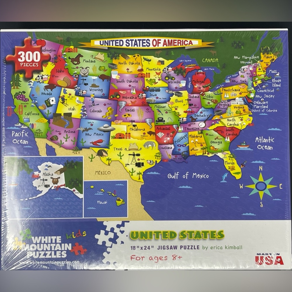 WHITE MOUNTAIN PUZZLES: United States Jigsaw Puzzle, 300 Pieces. NEW.